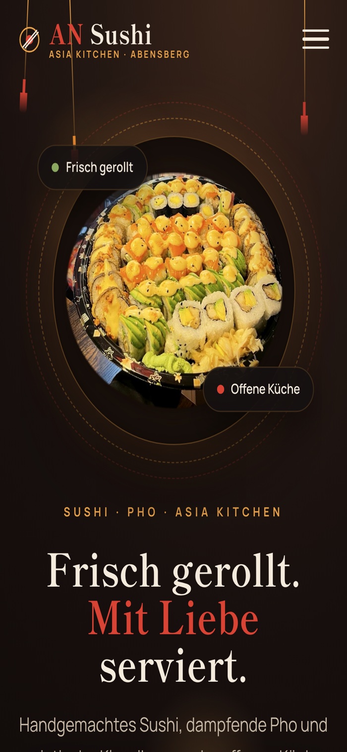 AN Sushi Website auf dem Smartphone