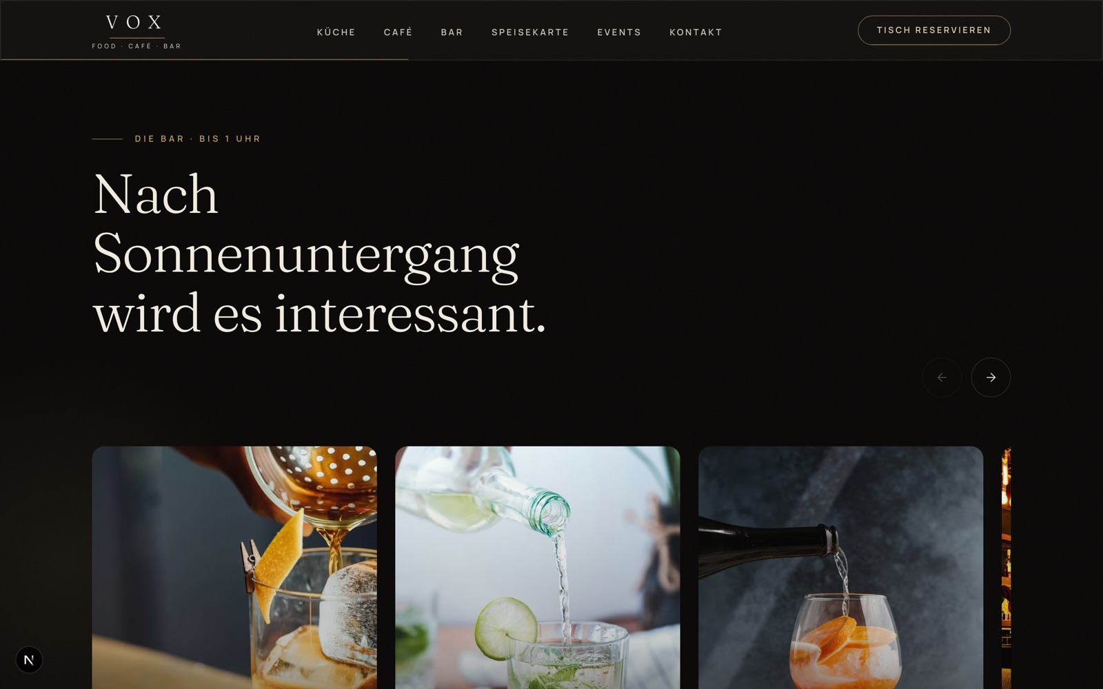 VOX Kelheim — Bar-Bereich der Website